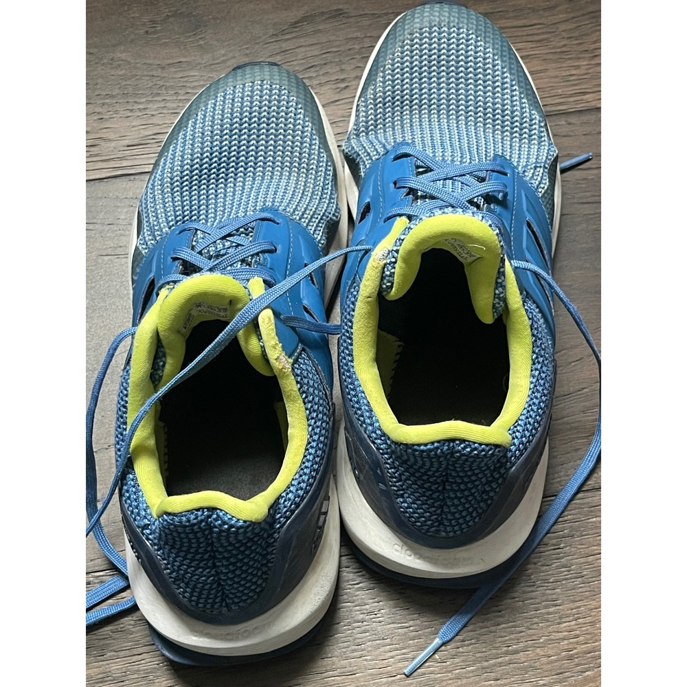 Adidas Cloudfoam Kids Running Shoes Blue Lime Green Athletic Sneakers BB7061